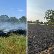 Crews tackled a blaze in Melton after people noticed smoke