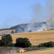 Suffolk fire crews are tackling a blaze near Stowmarket