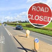 The A1065 Brandon Road was closed in both directions