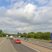 The A14 near Newmarket was closed following a crash