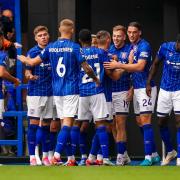 Ipswich Town's Liam Delap is congratulated by team-mates after scoring. on Saturday