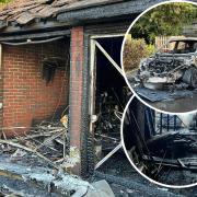 Images showing damage to a property have been released after a two-car fire near a town.