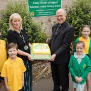 The Bishop helped to unveil the school