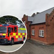 Crews are tackling a fire at a plant room in a mansion near a Suffolk town.