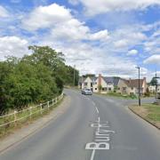 A vehicle overturned in Bury Road in Lavenham