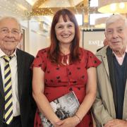 Liz Nice with readers and former Carr Street EADT staffers Mel Shields and Ted Salter