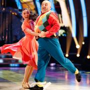 Wynne Evans and Katya Jones on Strictly Come Dancing on Saturday (Guy Levy/BBC)