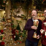 George Agnew and Ady White in the Christmas Shop at Blackthorpe Barn, Rougham