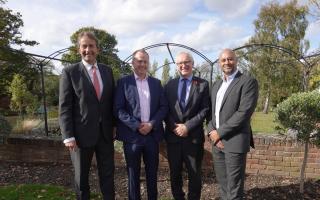 From left, Jonathan Agar (chief executive, Birketts), Mark Walkington (senior partner, Batchelors), James Austin (senior partner, Birketts) and Thaine Wilson (managing partner, Batchelors) celebrate the merger of the two firms