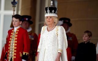 Camilla wearing the dress made from Suffolk silk