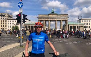 Andrew Horne in Berlin who cycled in memory of a 29-year-old who passed away from cancer