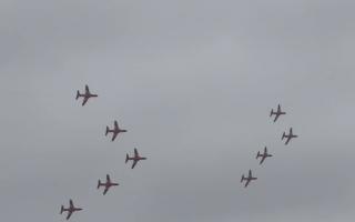 Watch a video of the Red Arrows soaring through Suffolk skies for RAF Families Day. 