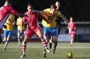 Darryl Coakley, right, scored the winner for Sudbury at Coggeshall. Photo: CLIVE PEARSON