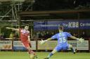 Action from Needham Market's 1-0 defeat to York City in the FA Cup.