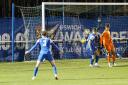 Ipswich Town U18 goalkeeper Charlie Binns produces a splendid one-handed save to deny Andy Fennell an equaliser during his side’s 2-1 victory at Humber Doucy Lane in the quarter-final.