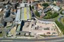 An aerial view of the demolition work at Battery Green car park