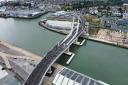 The Gull Wing bridge in Lowestoft - seen from above - is set for an official opening next week. Picture: Suffolk County Council