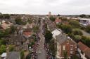 A drone view of the Soapbox Derby on Station Road, Beccles