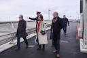 Princess Anne walks on the newly opened Gull Wing Bridge in Lowestoft. Picture: Sonya Duncan