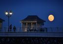 A 'blood moon' rising over Cromer Pier in 2018