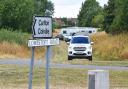 Police visiting the group of Travellers who illegally set up camp on Carlton Meadow Park in Carlton Colville, Lowestoft.