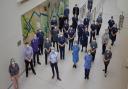 Prof Jeremy Turner, pictured front and centre, with the NNUH Novavax vaccine trial team at the Clinical Research Facility at Norwich Research Park