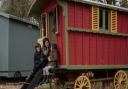 Charlotte Daniel, owner of Secret Meadows glamping site with her children Lochlan and Amelia Troupe.