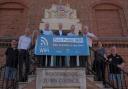 Launch of the public Wi-Fi in Woodbridge. From the left: Brendan Gannon, of Elephant Wifi; Paul Wood, ESC Head of Economic Development and Regeneration; Mags Lambert, ESC Project Manager; Cllr Geoff Holdcroft, Woodbridge Town Council; Cllr Craig Rivett,