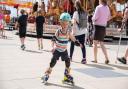 Tom rollerskating. Summer festival on the Ipswich waterfront 2022.