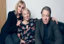 Jan Etherington, pictured with Joanna Lumley and Roger Allam recording the first series of Conversations From A Long Marriage in 2019