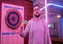 General Manager Andy Dougdale demonstrating the axe throwing at Boom Battle Bar