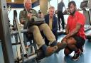 Patient Martin (left) with Babergh District Council's Derek Davis (centre) and Abbeycroft Leisure health and wellbeing practitioner Granville Walker (right)