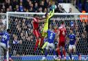 Ipswich Town keeper Christian Walton with an early save.