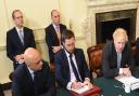 Martin Reynolds, the Prime Minister's principal private secretary, and Dan Rosenfield, the Prime Minister's chief of staff sitting behind Health Secretary Sajid Javid, Cabinet Secretary Simon Case, and Prime Minister Boris Johnson at a recent cabinet