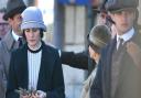 Michelle Dockery on the set of the first Downton Abbey film. Her character Lady Mary was filmed driving along the streets of Harwich this week