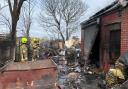 Firefighters hosing down the blaze at Knock Road in Clacton, Essex