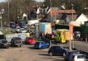 Emergency services at the collision in Woodbridge Road.