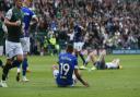 Kayden Jackson and his team mates are floored with disappointment on the final whistle at Plymouth