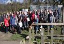 Protesters gathered at the bridge last year to demand action over the bridge and the metal fence.