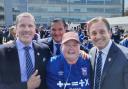 Terri with Ipswich Town's owners, Brett Johnson, Berke Bakay and Mark Detmer