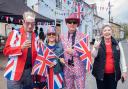 Colin Archibald, Mary Button, Fraser Button, Sandie Archibald at the street party in Debenham