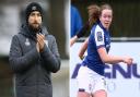 Joe Sheehan and Summer Hughes react to Ipswich Town's victory over Rugby Borough