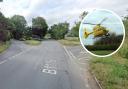 A motorcyclist was airlifted to hospital after a collision with a car