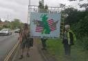 Around 40 members from the Lakenheath Alliance for Peace are walking from Norwich