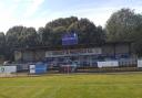 The Huggy Stand is dedicated in memory of Huggy - James Hutchinson - at Kirkley and Pakefield FC's home ground at the Lavish Life Competitions Stadium at Walmer Road. Picture: Duncan Boggis