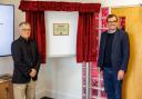 Nigel Wood, Celestion managing director (left) with Patrick Spencer, MP for Central Suffolk and North Ipswich at the unveiling of the plaque.