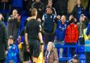 Ipswich Town fans vent their frustration at referee Tim Robinson following the 1-1 home draw with Leicester City.