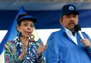 Nicaragua’s President Daniel Ortega and his wife, Vice President Rosario Murillo, lead a rally in Managua, Nicaragua. (AP/Alfredo Zuniga)