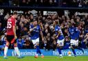 Omari Hutchinson (second right) celebrates his equaliser against Manchester United.