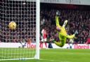 Nottingham Forest goalkeeper Matz Sels is beaten during a 3-0 defeat to Arsenal last weekend.